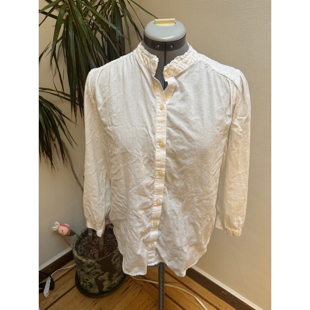 Lucky Brand White Cotton Embroidered Boho Blouse - Size M - Coastal Grandmother